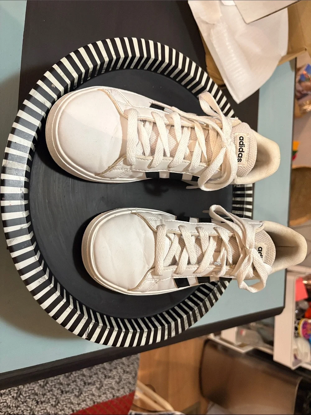 adidas White and Black Low-Top Sneakers - Picture 4 of 6